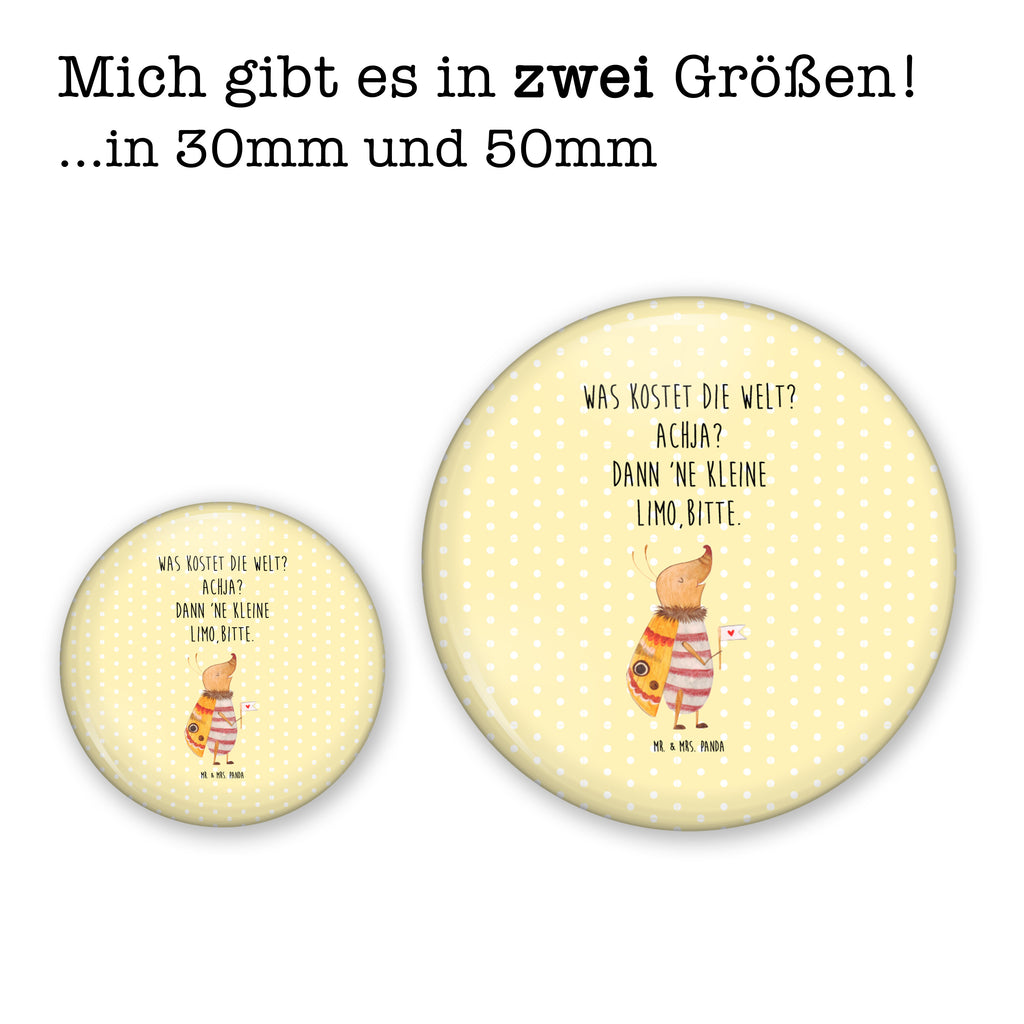 50mm Button Nachtfalter mit Fähnchen 50mm Button, Button, Pin, Anstecknadel, Tiermotive, Gute Laune, lustige Sprüche, Tiere, Nachtfalter, Käfer, Spruch lustig, Spruch witzig, süß, niedlich, Küche Deko, Was kostet die Welt