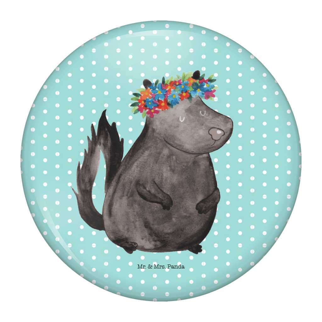 50mm Button Stinktier Blumenmaedchen 50mm Button, Button, Pin, Anstecknadel, Stinktier, Skunk, Wildtier, Raubtier, Stinker, Stinki, Yoga, Namaste, Lebe, Liebe, Lache