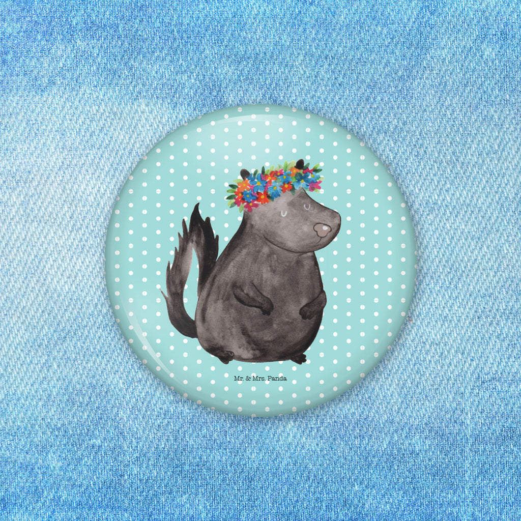 50mm Button Stinktier Blumenmaedchen 50mm Button, Button, Pin, Anstecknadel, Stinktier, Skunk, Wildtier, Raubtier, Stinker, Stinki, Yoga, Namaste, Lebe, Liebe, Lache