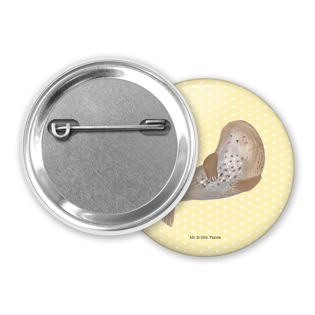 50mm Button Robbe lachend 50mm Button, Button, Pin, Anstecknadel, Tiermotive, Gute Laune, lustige Sprüche, Tiere, Robbe, Robben, Seehund, Strand, Meerestier, Ostsee, Nordsee