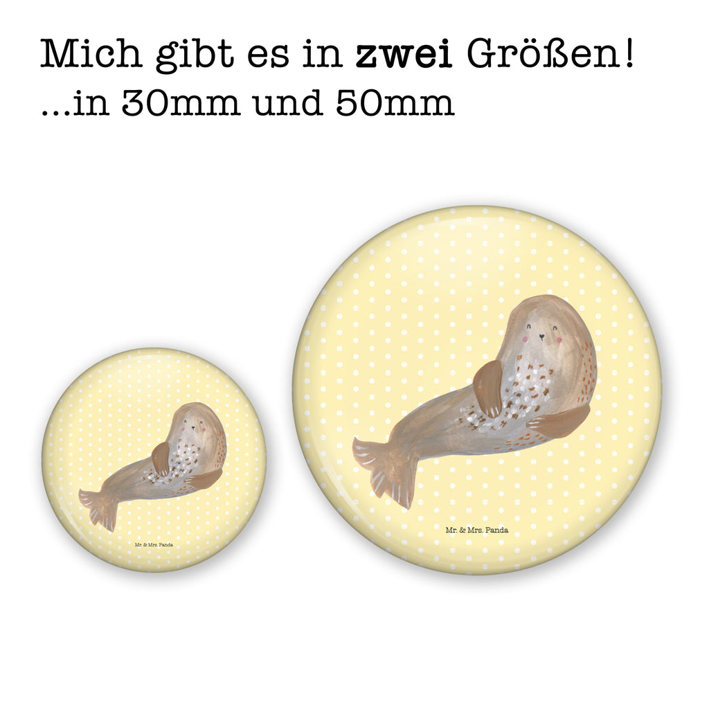 50mm Button Robbe lachend 50mm Button, Button, Pin, Anstecknadel, Tiermotive, Gute Laune, lustige Sprüche, Tiere, Robbe, Robben, Seehund, Strand, Meerestier, Ostsee, Nordsee