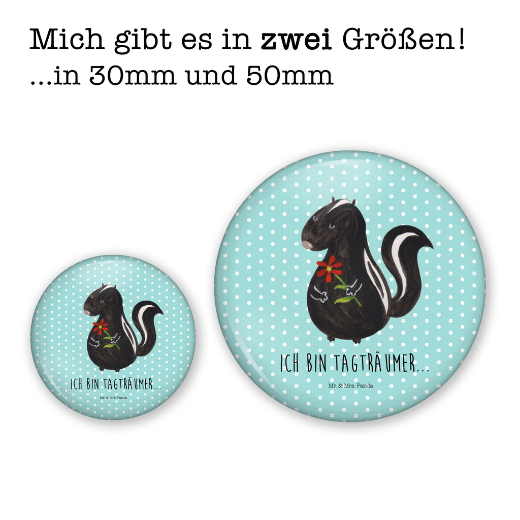 50mm Button Stinktier Blume 50mm Button, Button, Pin, Anstecknadel, Stinktier, Skunk, Wildtier, Raubtier, Stinker, Stinki, Tagträumer, verträumt, Dreams, Träume