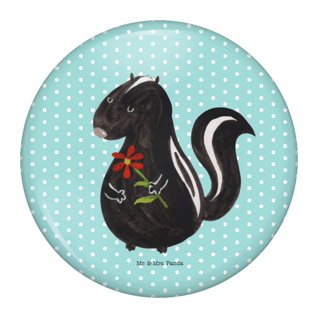 50mm Button Stinktier Blume 50mm Button, Button, Pin, Anstecknadel, Stinktier, Skunk, Wildtier, Raubtier, Stinker, Stinki, Tagträumer, verträumt, Dreams, Träume
