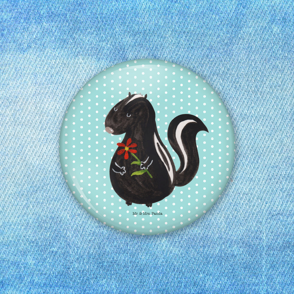 50mm Button Stinktier Blume 50mm Button, Button, Pin, Anstecknadel, Stinktier, Skunk, Wildtier, Raubtier, Stinker, Stinki, Tagträumer, verträumt, Dreams, Träume