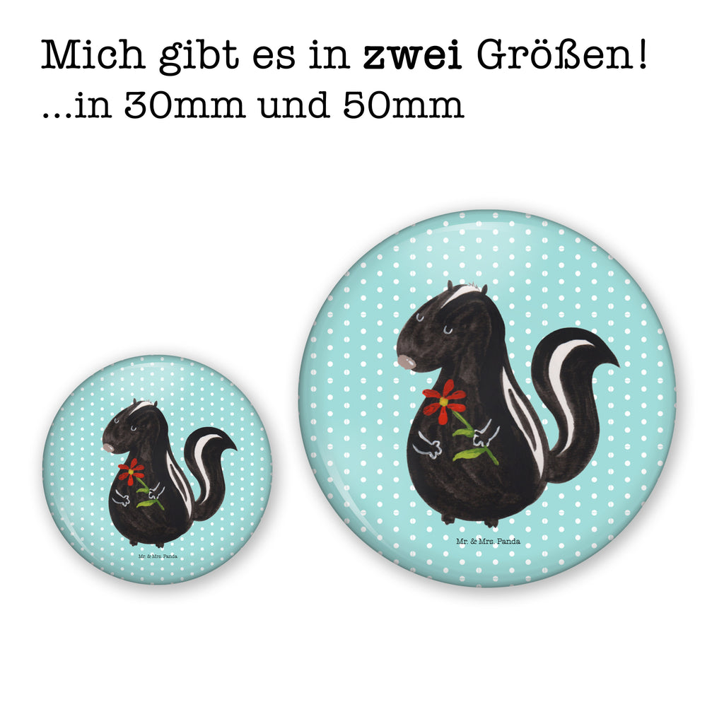 50mm Button Stinktier Blume 50mm Button, Button, Pin, Anstecknadel, Stinktier, Skunk, Wildtier, Raubtier, Stinker, Stinki, Tagträumer, verträumt, Dreams, Träume