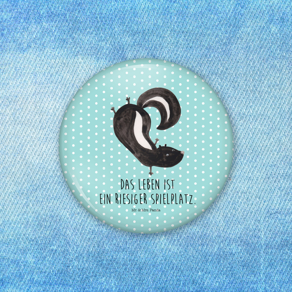 50mm Button Stinktier Handstand 50mm Button, Button, Pin, Anstecknadel, Stinktier, Skunk, Wildtier, Raubtier, Stinker, Stinki, Spielplatz, verpielt, Kind