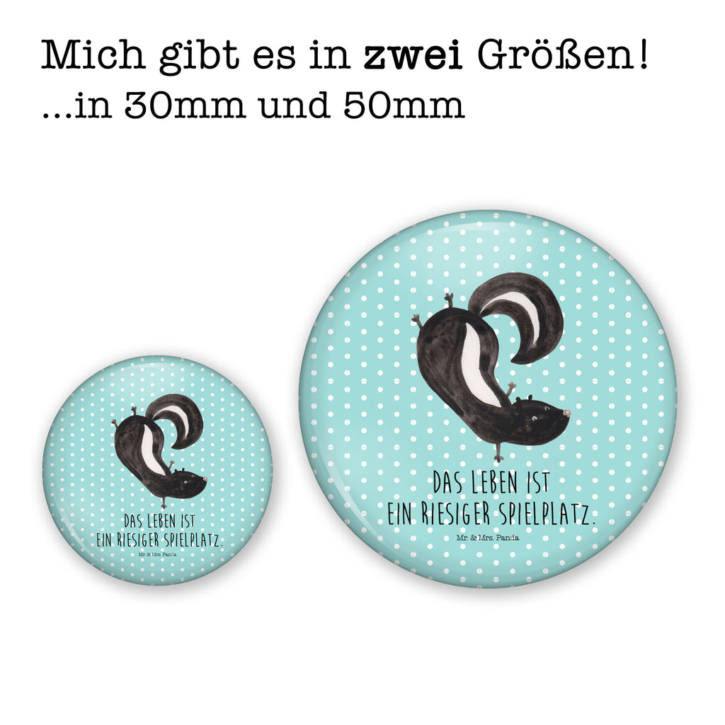 50mm Button Stinktier Handstand 50mm Button, Button, Pin, Anstecknadel, Stinktier, Skunk, Wildtier, Raubtier, Stinker, Stinki, Spielplatz, verpielt, Kind