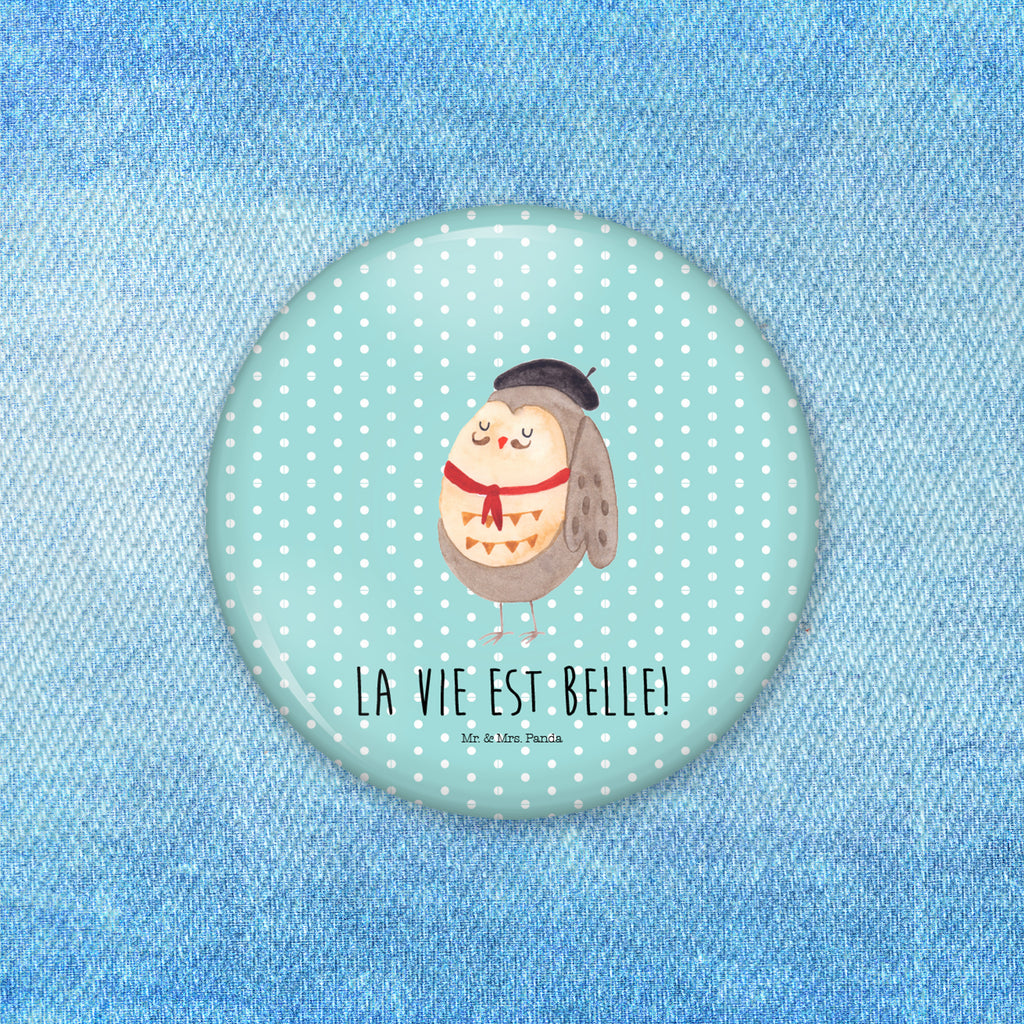 50mm Button Eule Französisch 50mm Button, Button, Pin, Anstecknadel, Eule, Eulen, Eule Deko, Owl, hibou, La vie est belle, das Leben ist schön, Spruch schön, Spruch Französisch, Frankreich