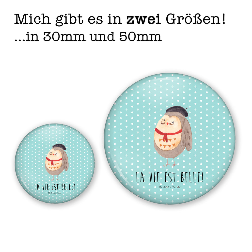 50mm Button Eule Französisch 50mm Button, Button, Pin, Anstecknadel, Eule, Eulen, Eule Deko, Owl, hibou, La vie est belle, das Leben ist schön, Spruch schön, Spruch Französisch, Frankreich