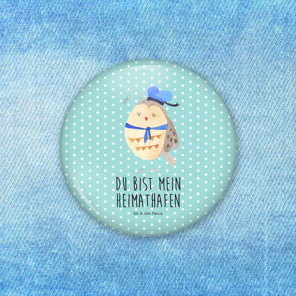 50mm Button Eule Matrosen 50mm Button, Button, Pin, Anstecknadel, Eule, Eule Spruch, Eule Deko, Owl, Wortspiel lustig, Matrose, Freundin, Ehe, Seefahrer, Heimathafen, Hochzeitstag Geschenk