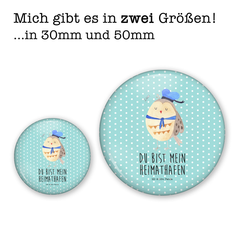 50mm Button Eule Matrosen 50mm Button, Button, Pin, Anstecknadel, Eule, Eule Spruch, Eule Deko, Owl, Wortspiel lustig, Matrose, Freundin, Ehe, Seefahrer, Heimathafen, Hochzeitstag Geschenk