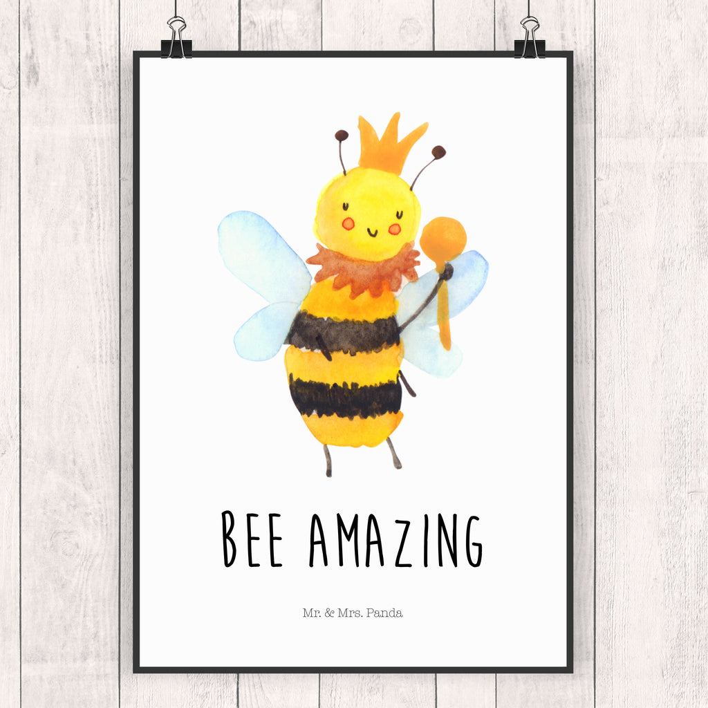 Poster Biene König Poster, Wandposter, Bild, Wanddeko, Küchenposter, Kinderposter, Wanddeko Bild, Raumdekoration, Wanddekoration, Handgemaltes Poster, Mr. & Mrs. Panda Poster, Designposter, Kunstdruck, Posterdruck, Biene, Wespe, Hummel