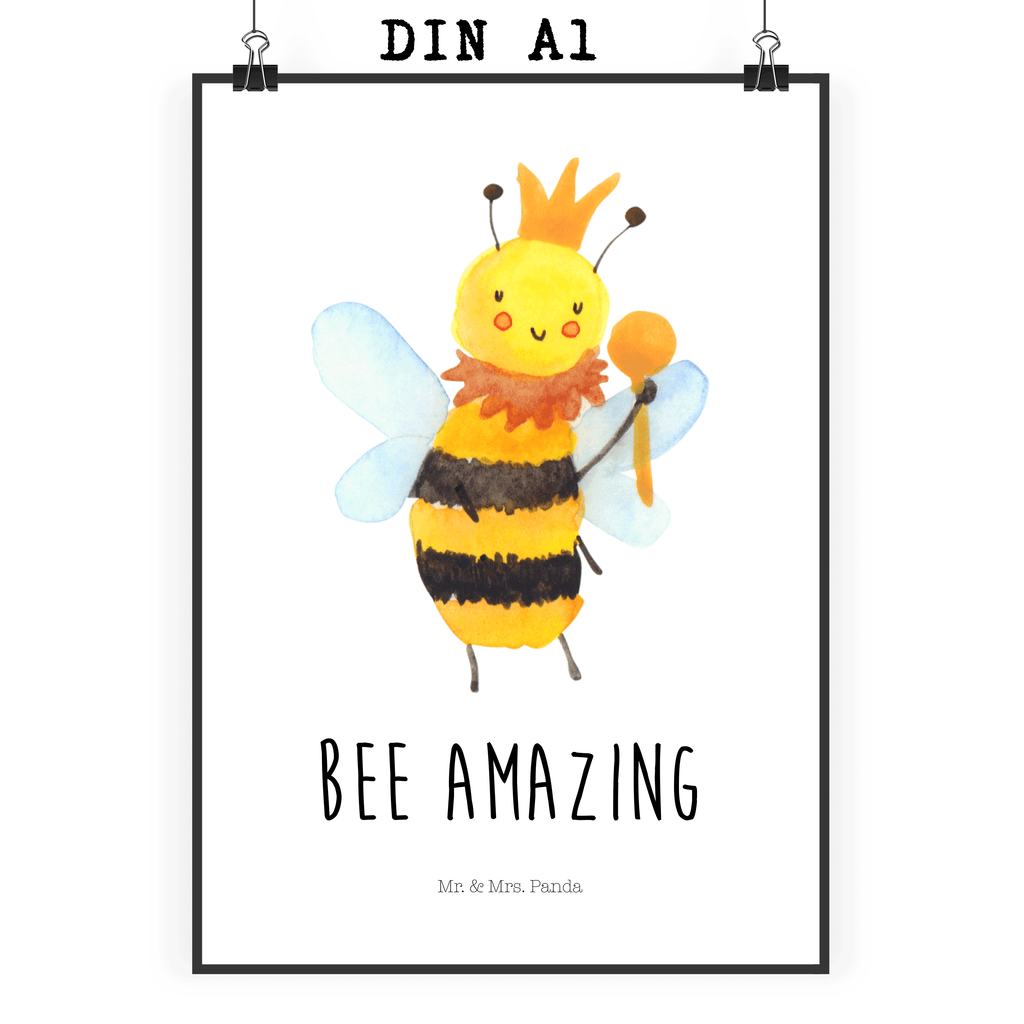 Poster Biene König Poster, Wandposter, Bild, Wanddeko, Küchenposter, Kinderposter, Wanddeko Bild, Raumdekoration, Wanddekoration, Handgemaltes Poster, Mr. & Mrs. Panda Poster, Designposter, Kunstdruck, Posterdruck, Biene, Wespe, Hummel