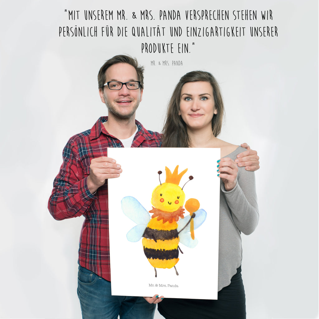 Poster Biene König Poster, Wandposter, Bild, Wanddeko, Küchenposter, Kinderposter, Wanddeko Bild, Raumdekoration, Wanddekoration, Handgemaltes Poster, Mr. & Mrs. Panda Poster, Designposter, Kunstdruck, Posterdruck, Biene, Wespe, Hummel