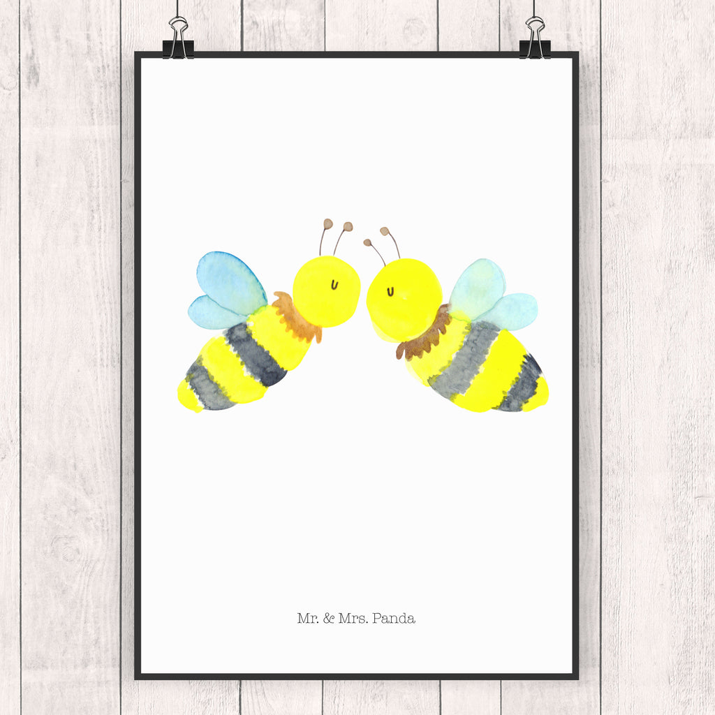 Poster Biene Liebe Poster, Wandposter, Bild, Wanddeko, Küchenposter, Kinderposter, Wanddeko Bild, Raumdekoration, Wanddekoration, Handgemaltes Poster, Mr. & Mrs. Panda Poster, Designposter, Kunstdruck, Posterdruck, Biene, Wespe, Hummel
