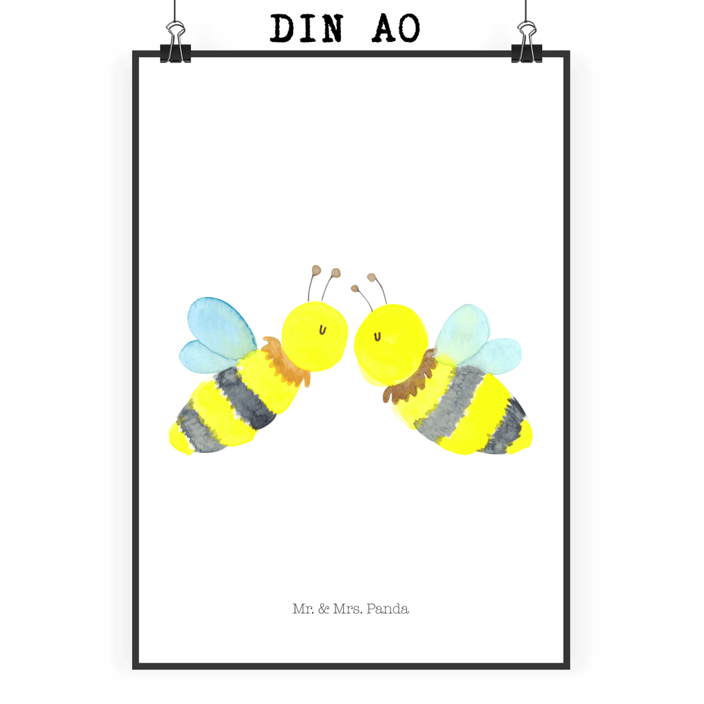 Poster Biene Liebe Poster, Wandposter, Bild, Wanddeko, Küchenposter, Kinderposter, Wanddeko Bild, Raumdekoration, Wanddekoration, Handgemaltes Poster, Mr. & Mrs. Panda Poster, Designposter, Kunstdruck, Posterdruck, Biene, Wespe, Hummel
