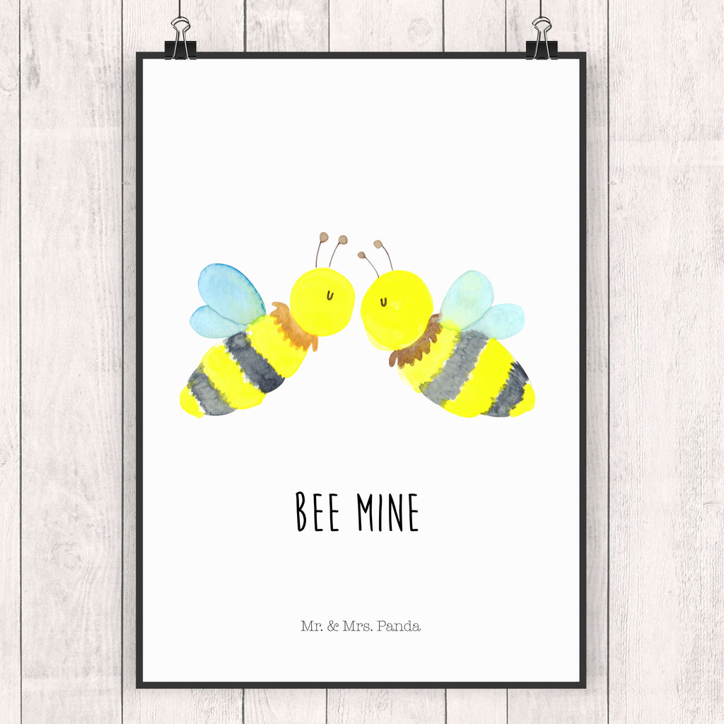 Poster Biene Liebe Poster, Wandposter, Bild, Wanddeko, Küchenposter, Kinderposter, Wanddeko Bild, Raumdekoration, Wanddekoration, Handgemaltes Poster, Mr. & Mrs. Panda Poster, Designposter, Kunstdruck, Posterdruck, Biene, Wespe, Hummel
