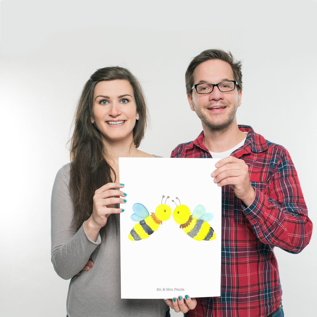 Poster Biene Liebe Poster, Wandposter, Bild, Wanddeko, Küchenposter, Kinderposter, Wanddeko Bild, Raumdekoration, Wanddekoration, Handgemaltes Poster, Mr. & Mrs. Panda Poster, Designposter, Kunstdruck, Posterdruck, Biene, Wespe, Hummel