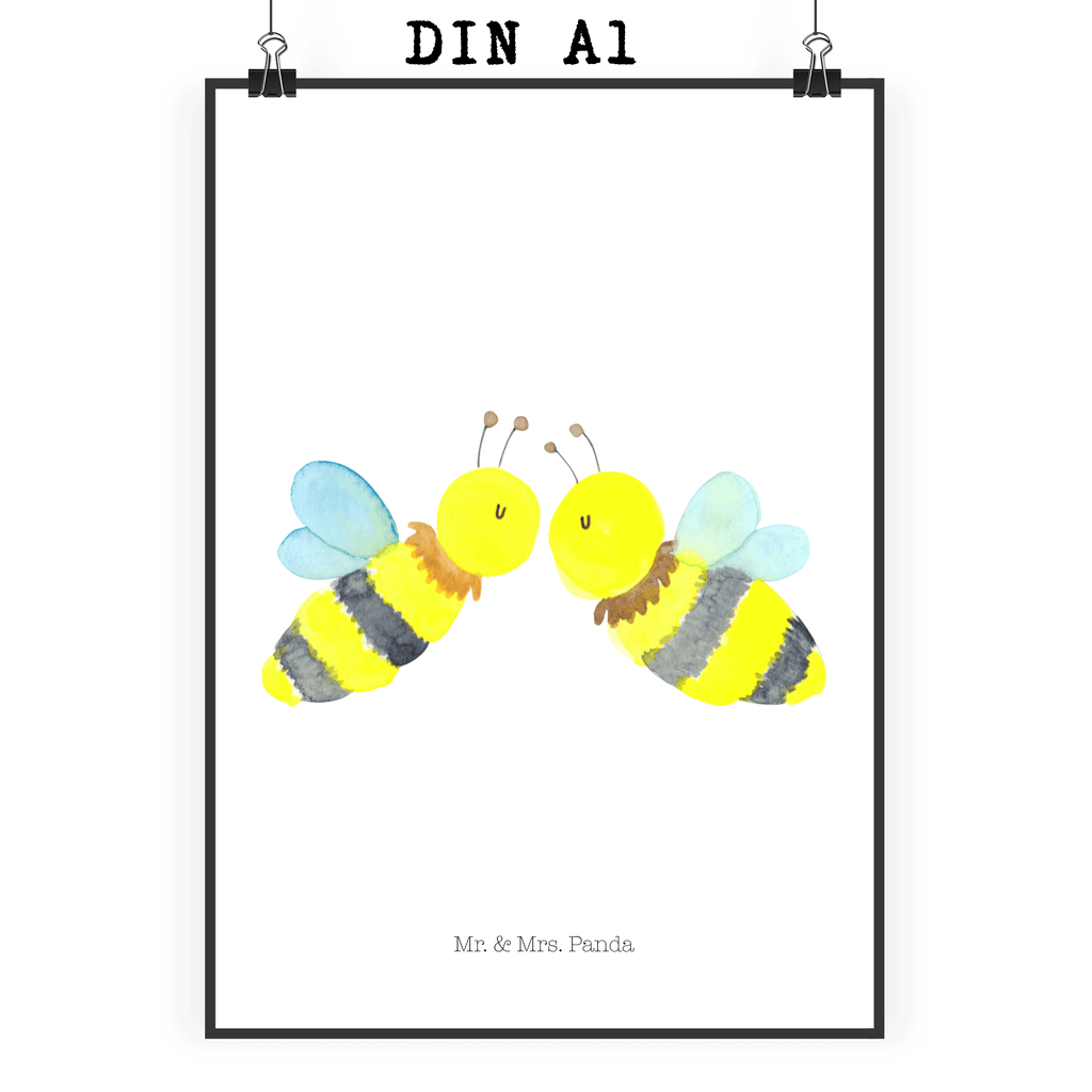 Poster Biene Liebe Poster, Wandposter, Bild, Wanddeko, Küchenposter, Kinderposter, Wanddeko Bild, Raumdekoration, Wanddekoration, Handgemaltes Poster, Mr. & Mrs. Panda Poster, Designposter, Kunstdruck, Posterdruck, Biene, Wespe, Hummel