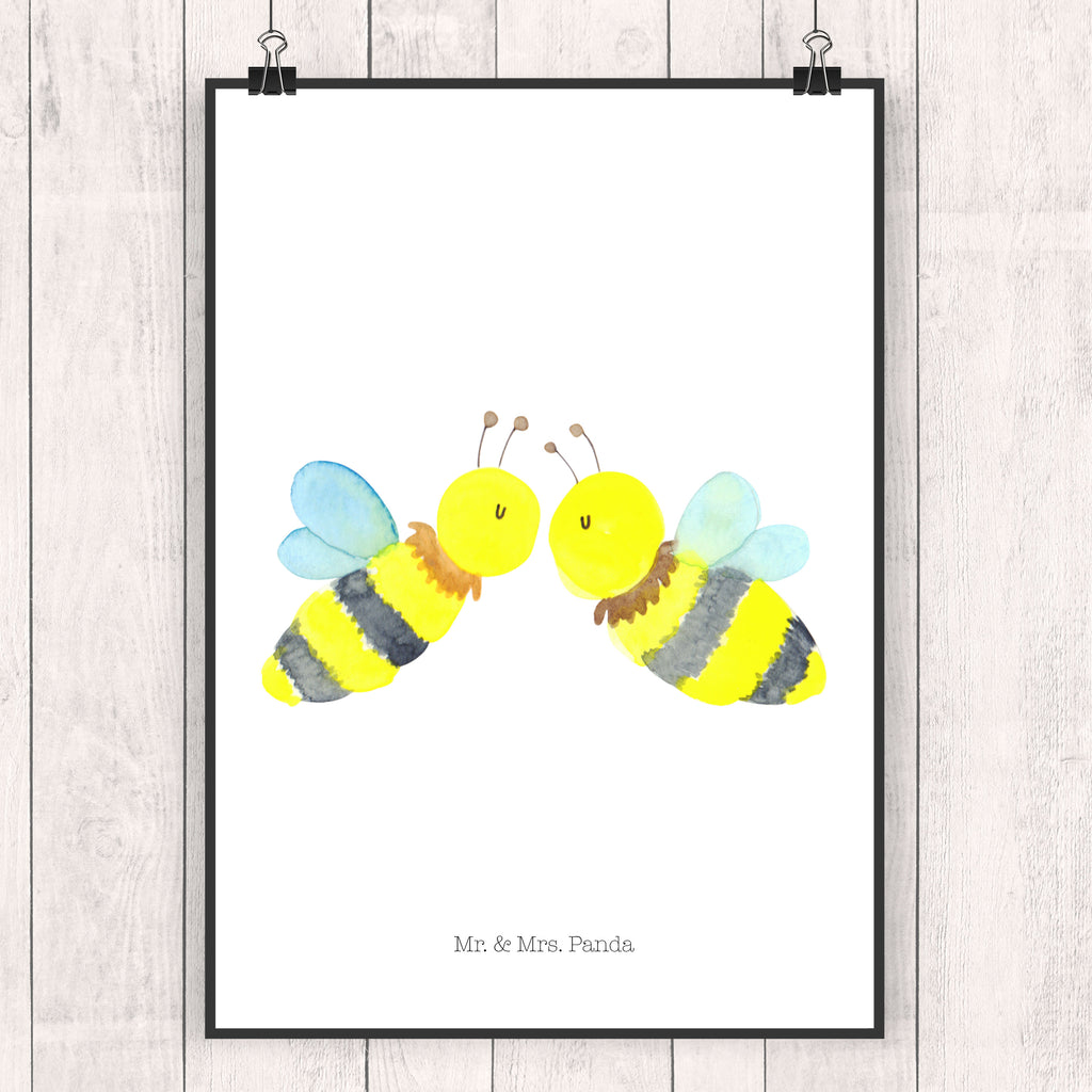 Poster Biene Liebe Poster, Wandposter, Bild, Wanddeko, Küchenposter, Kinderposter, Wanddeko Bild, Raumdekoration, Wanddekoration, Handgemaltes Poster, Mr. & Mrs. Panda Poster, Designposter, Kunstdruck, Posterdruck, Biene, Wespe, Hummel