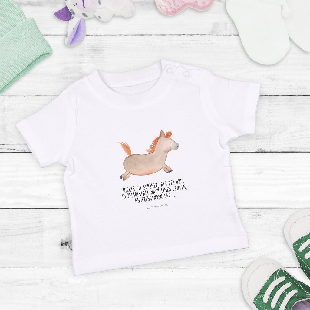 Organic Baby Shirt Pferd springt Baby T-Shirt, Jungen Baby T-Shirt, Mädchen Baby T-Shirt, Shirt, Bauernhof, Hoftiere, Landwirt, Landwirtin, Pferd, Pony, Pferde, Stall, Pferdestall, ausreiten, reiten, Pferdebesitzer