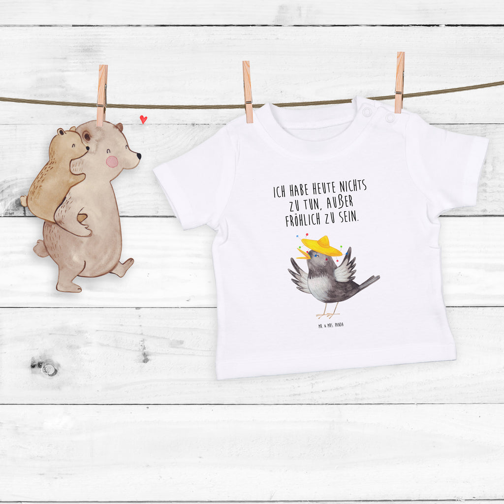 Organic Baby Shirt Rabe mit Sombrero Baby T-Shirt, Jungen Baby T-Shirt, Mädchen Baby T-Shirt, Shirt, Tiermotive, Gute Laune, lustige Sprüche, Tiere, Rabe, Vogel, Vögel, Spruch positiv, fröhlich sein, glücklich sein, Glück Spruch, froh, Elster, Motivation