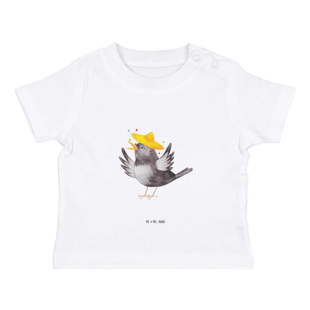 Organic Baby Shirt Rabe mit Sombrero Baby T-Shirt, Jungen Baby T-Shirt, Mädchen Baby T-Shirt, Shirt, Tiermotive, Gute Laune, lustige Sprüche, Tiere, Rabe, Vogel, Vögel, Spruch positiv, fröhlich sein, glücklich sein, Glück Spruch, froh, Elster, Motivation