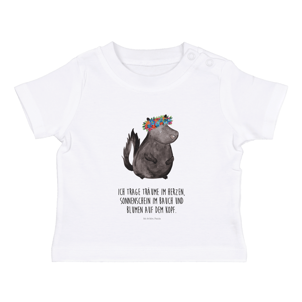 Organic Baby Shirt Stinktier Blumenmaedchen Baby T-Shirt, Jungen Baby T-Shirt, Mädchen Baby T-Shirt, Shirt, Stinktier, Skunk, Wildtier, Raubtier, Stinker, Stinki, Yoga, Namaste, Lebe, Liebe, Lache