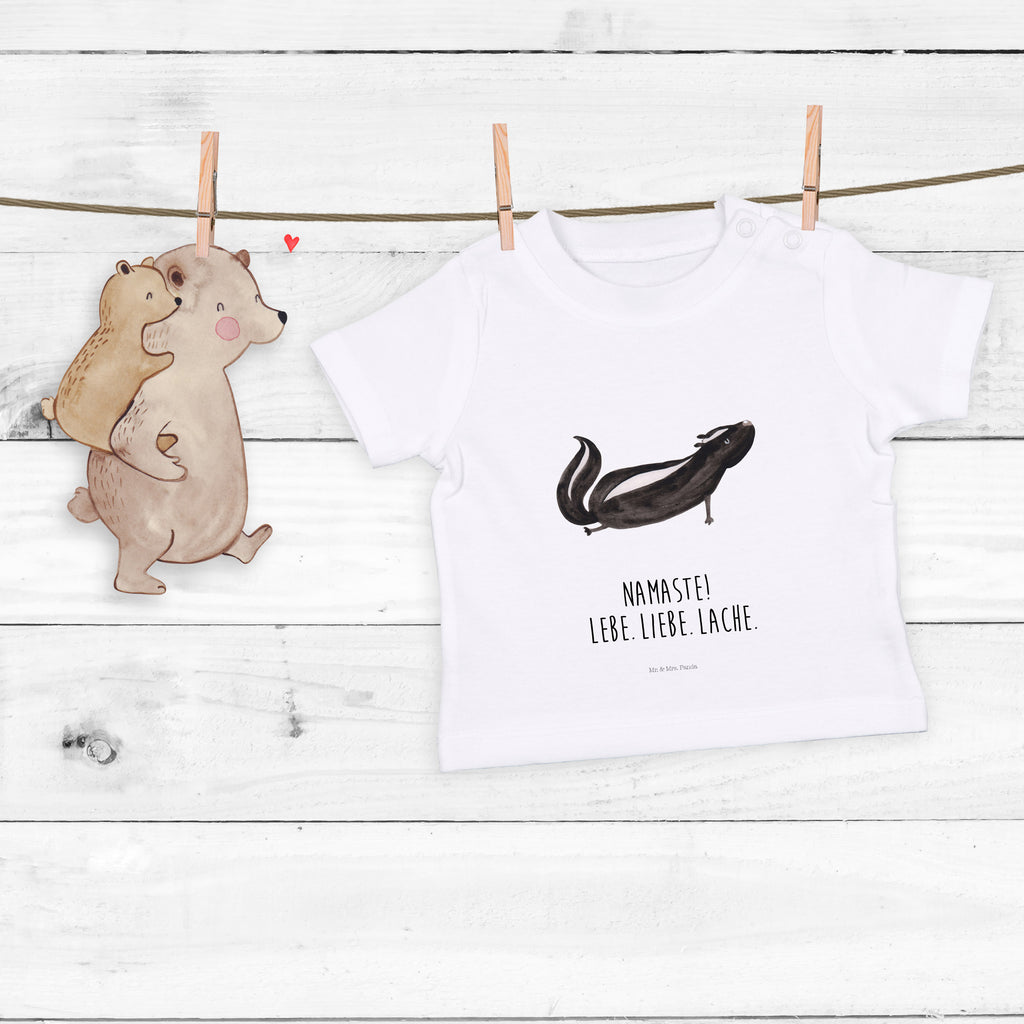 Organic Baby Shirt Stinktier Yoga Baby T-Shirt, Jungen Baby T-Shirt, Mädchen Baby T-Shirt, Shirt, Stinktier, Skunk, Wildtier, Raubtier, Stinker, Stinki, Yoga, Namaste, Lebe, Liebe, Lache