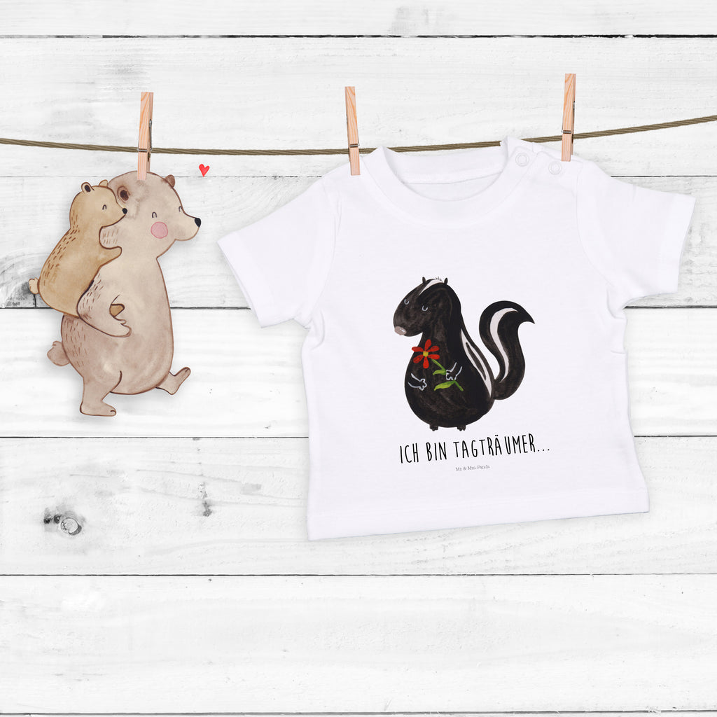 Organic Baby Shirt Stinktier Blume Baby T-Shirt, Jungen Baby T-Shirt, Mädchen Baby T-Shirt, Shirt, Stinktier, Skunk, Wildtier, Raubtier, Stinker, Stinki, Tagträumer, verträumt, Dreams, Träume