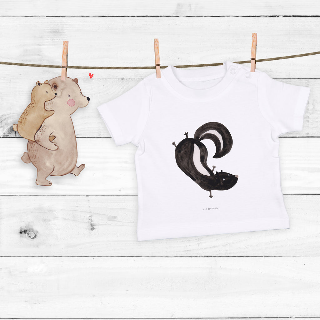 Organic Baby Shirt Stinktier Handstand Baby T-Shirt, Jungen Baby T-Shirt, Mädchen Baby T-Shirt, Shirt, Stinktier, Skunk, Wildtier, Raubtier, Stinker, Stinki, Spielplatz, verpielt, Kind