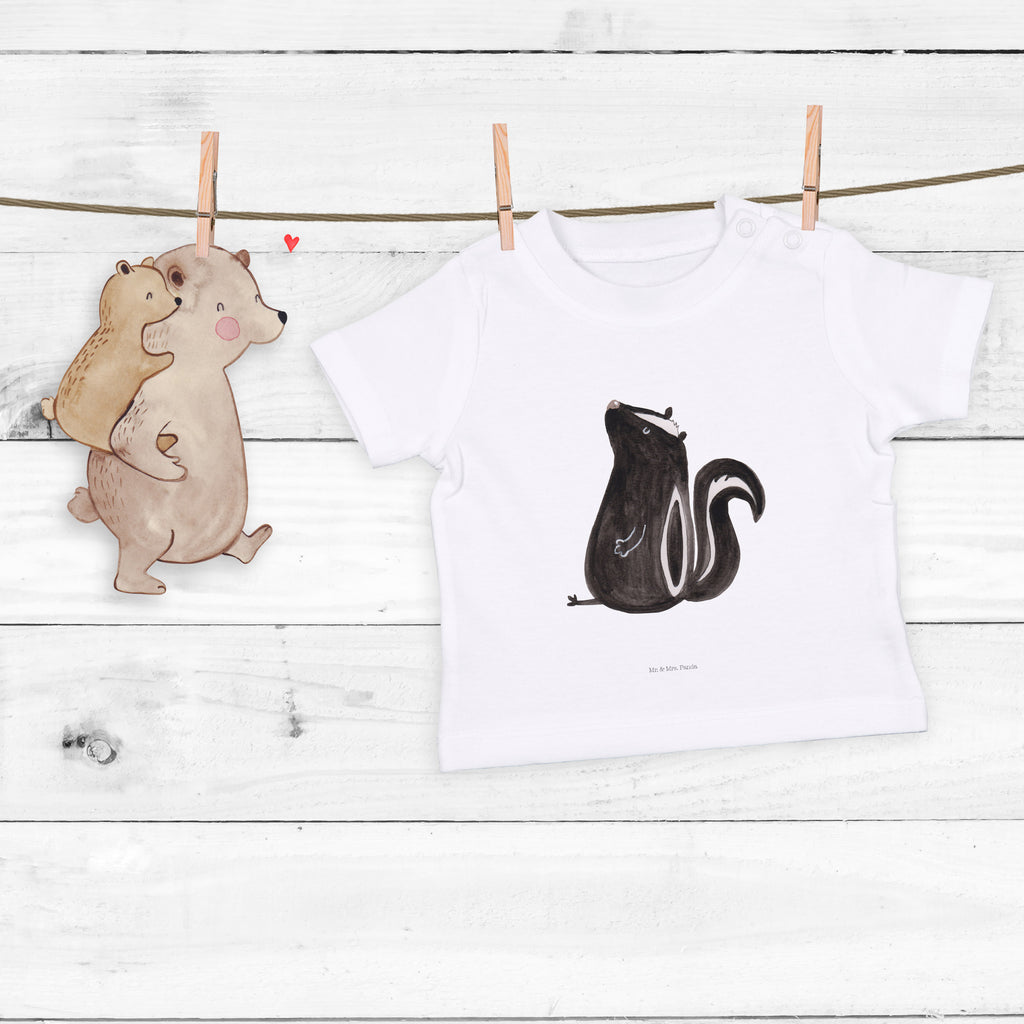 Organic Baby Shirt Stinktier sitzend Baby T-Shirt, Jungen Baby T-Shirt, Mädchen Baby T-Shirt, Shirt, Stinktier, Skunk, Wildtier, Raubtier, Stinker, Stinki, Spruch, Büro, Recht, Besserwisser