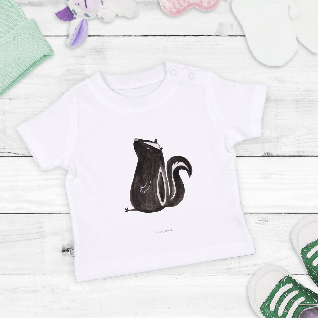 Organic Baby Shirt Stinktier sitzend Baby T-Shirt, Jungen Baby T-Shirt, Mädchen Baby T-Shirt, Shirt, Stinktier, Skunk, Wildtier, Raubtier, Stinker, Stinki, Spruch, Büro, Recht, Besserwisser
