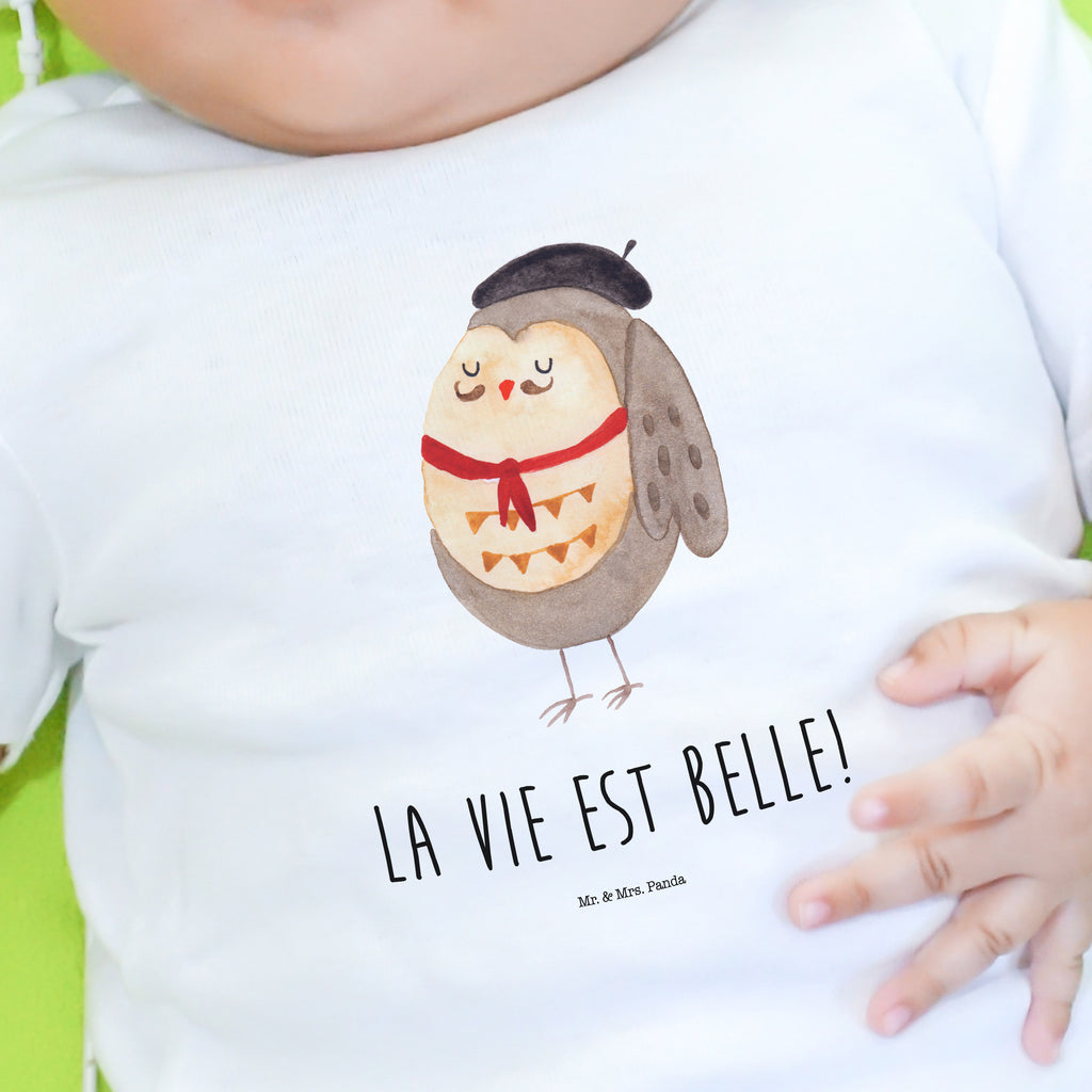 Organic Baby Shirt Eule Französisch Baby T-Shirt, Jungen Baby T-Shirt, Mädchen Baby T-Shirt, Shirt, Eule, Eulen, Eule Deko, Owl, hibou, La vie est belle, das Leben ist schön, Spruch schön, Spruch Französisch, Frankreich