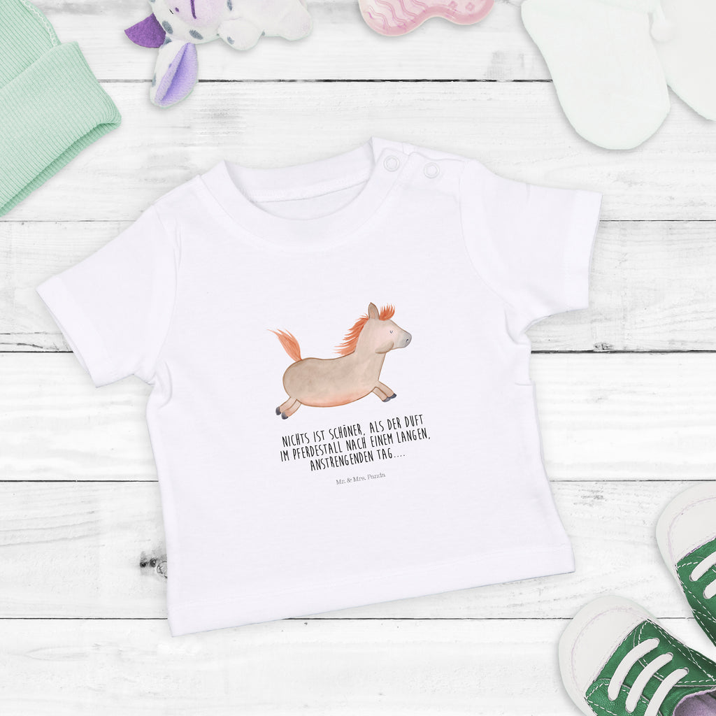 Organic Baby Shirt Pferd springt Baby T-Shirt, Jungen Baby T-Shirt, Mädchen Baby T-Shirt, Shirt, Bauernhof, Hoftiere, Landwirt, Landwirtin, Pferd, Pony, Pferde, Stall, Pferdestall, ausreiten, reiten, Pferdebesitzer