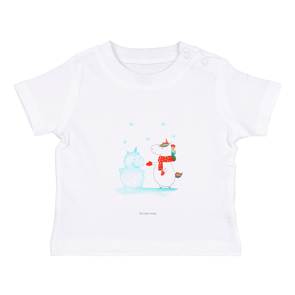 Organic Baby Shirt Einhorn Schneemann Baby T-Shirt, Jungen Baby T-Shirt, Mädchen Baby T-Shirt, Shirt, Einhorn, Einhörner, Einhorn Deko, Pegasus, Unicorn, Schneemann, Winter, Schnee, Kuchen, Weihnachten, kalt, Mütze, Handschuhe, X-Mas