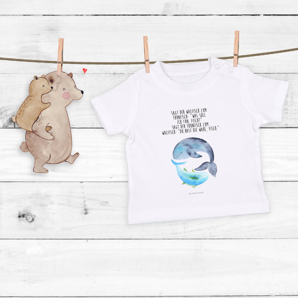 Organic Baby Shirt Walfisch & Thunfisch Baby T-Shirt, Jungen Baby T-Shirt, Mädchen Baby T-Shirt, Shirt, Tiermotive, Gute Laune, lustige Sprüche, Tiere, Wal, Wahl, Tunfisch, Wortwitz lustig, Spruch lustig, Flachwitz, Witz, Spruch des Tages, Flachwitz Geschenk