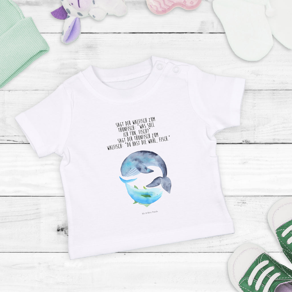 Organic Baby Shirt Walfisch & Thunfisch Baby T-Shirt, Jungen Baby T-Shirt, Mädchen Baby T-Shirt, Shirt, Tiermotive, Gute Laune, lustige Sprüche, Tiere, Wal, Wahl, Tunfisch, Wortwitz lustig, Spruch lustig, Flachwitz, Witz, Spruch des Tages, Flachwitz Geschenk