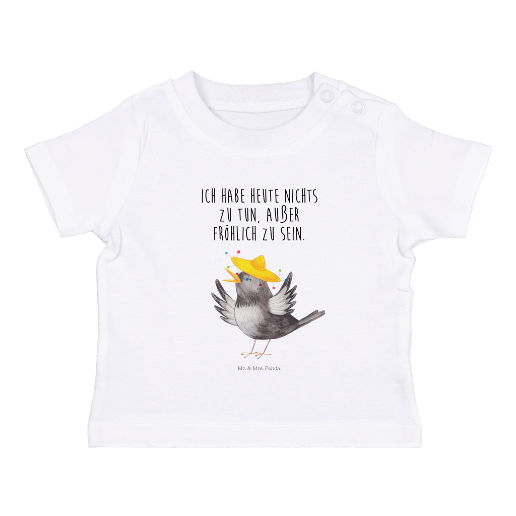 Organic Baby Shirt Rabe mit Sombrero Baby T-Shirt, Jungen Baby T-Shirt, Mädchen Baby T-Shirt, Shirt, Tiermotive, Gute Laune, lustige Sprüche, Tiere, Rabe, Vogel, Vögel, Spruch positiv, fröhlich sein, glücklich sein, Glück Spruch, froh, Elster, Motivation