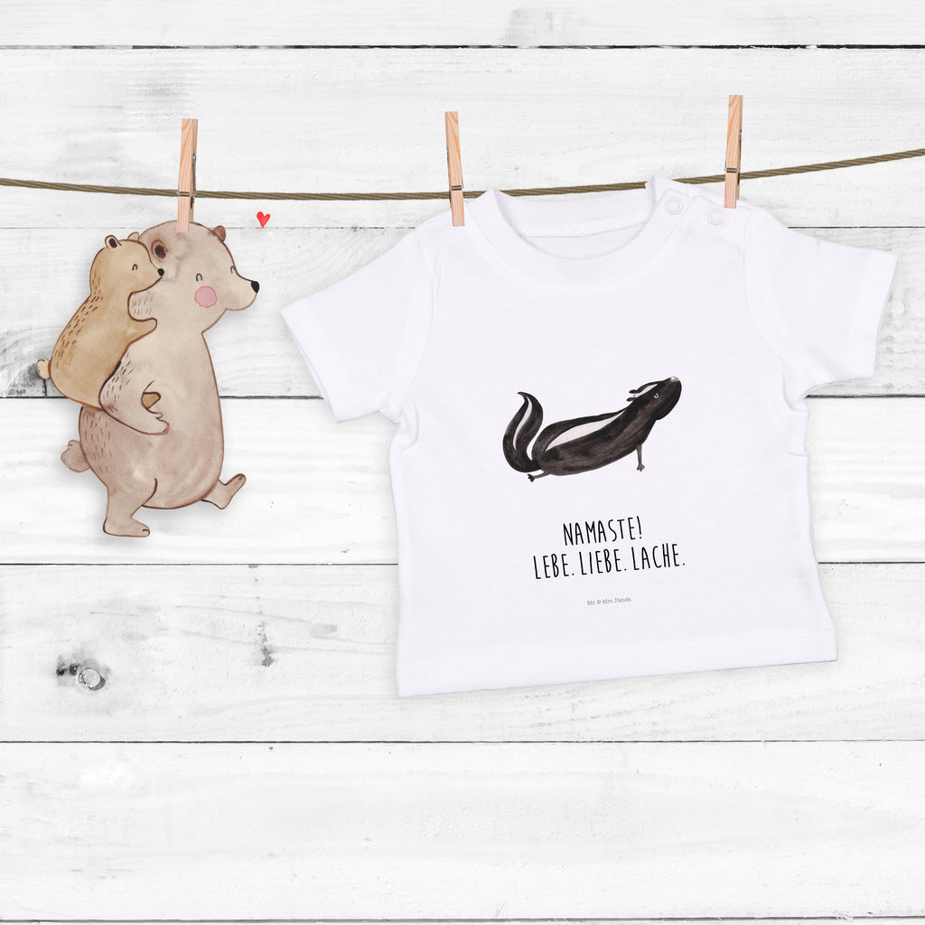 Organic Baby Shirt Stinktier Yoga Baby T-Shirt, Jungen Baby T-Shirt, Mädchen Baby T-Shirt, Shirt, Stinktier, Skunk, Wildtier, Raubtier, Stinker, Stinki, Yoga, Namaste, Lebe, Liebe, Lache