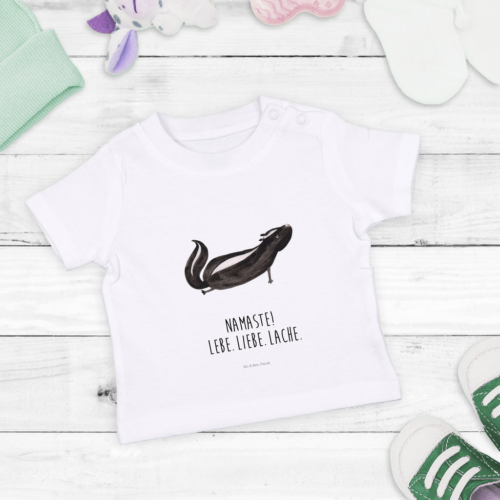 Organic Baby Shirt Stinktier Yoga Baby T-Shirt, Jungen Baby T-Shirt, Mädchen Baby T-Shirt, Shirt, Stinktier, Skunk, Wildtier, Raubtier, Stinker, Stinki, Yoga, Namaste, Lebe, Liebe, Lache