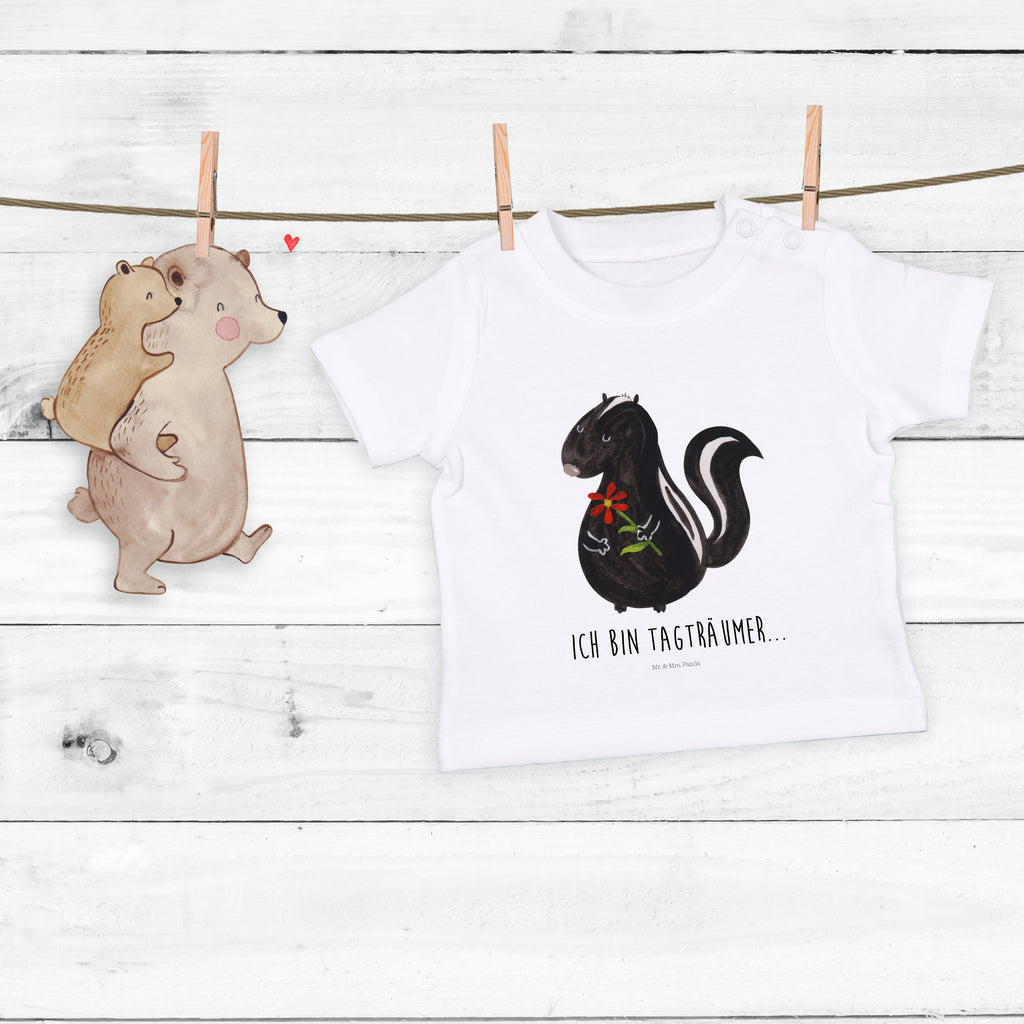 Organic Baby Shirt Stinktier Blume Baby T-Shirt, Jungen Baby T-Shirt, Mädchen Baby T-Shirt, Shirt, Stinktier, Skunk, Wildtier, Raubtier, Stinker, Stinki, Tagträumer, verträumt, Dreams, Träume
