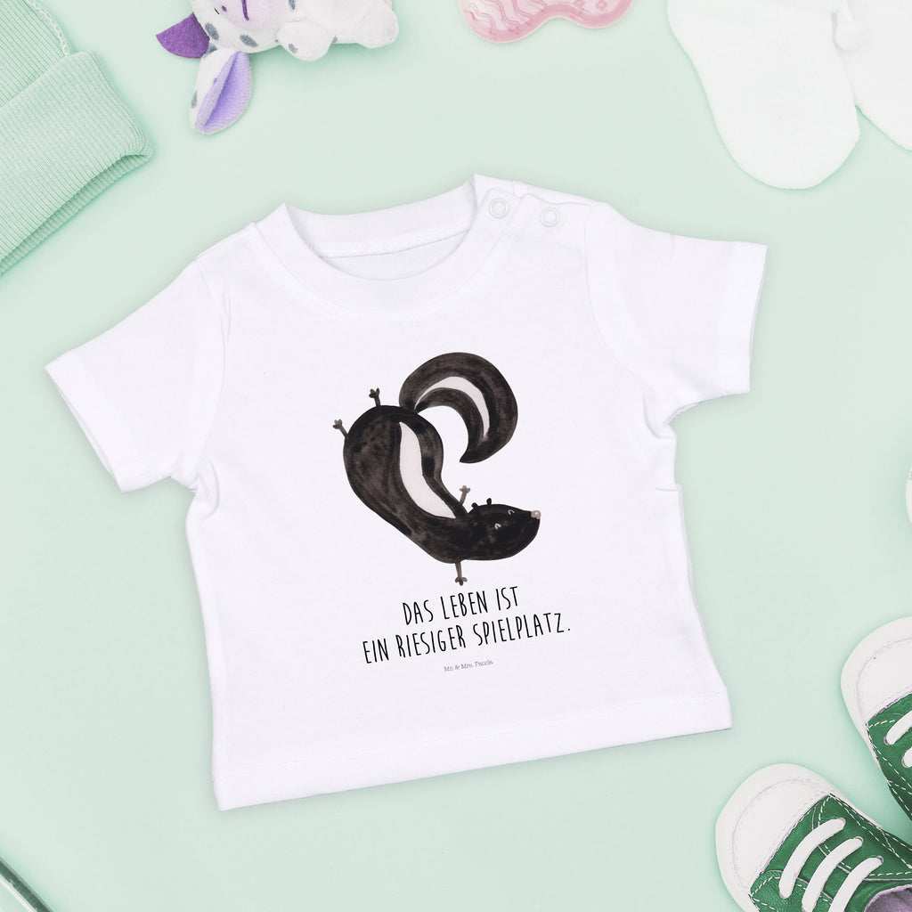 Organic Baby Shirt Stinktier Handstand Baby T-Shirt, Jungen Baby T-Shirt, Mädchen Baby T-Shirt, Shirt, Stinktier, Skunk, Wildtier, Raubtier, Stinker, Stinki, Spielplatz, verpielt, Kind