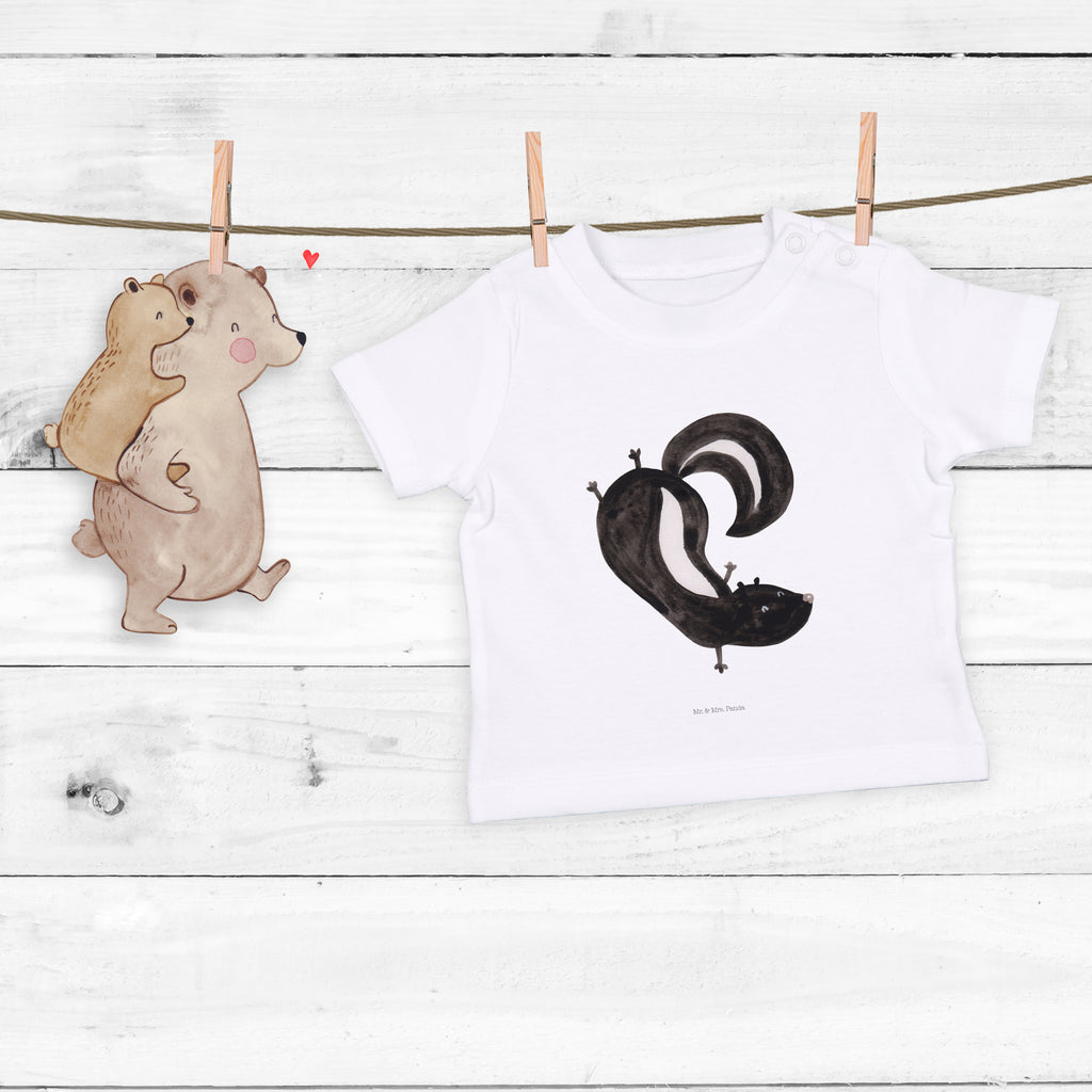 Organic Baby Shirt Stinktier Handstand Baby T-Shirt, Jungen Baby T-Shirt, Mädchen Baby T-Shirt, Shirt, Stinktier, Skunk, Wildtier, Raubtier, Stinker, Stinki, Spielplatz, verpielt, Kind