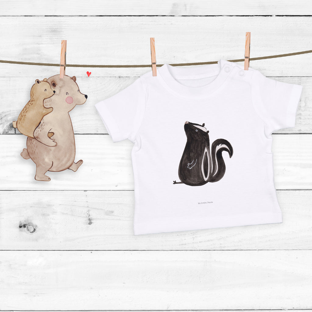 Organic Baby Shirt Stinktier sitzend Baby T-Shirt, Jungen Baby T-Shirt, Mädchen Baby T-Shirt, Shirt, Stinktier, Skunk, Wildtier, Raubtier, Stinker, Stinki, Spruch, Büro, Recht, Besserwisser