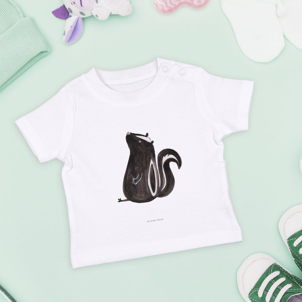 Organic Baby Shirt Stinktier sitzend Baby T-Shirt, Jungen Baby T-Shirt, Mädchen Baby T-Shirt, Shirt, Stinktier, Skunk, Wildtier, Raubtier, Stinker, Stinki, Spruch, Büro, Recht, Besserwisser