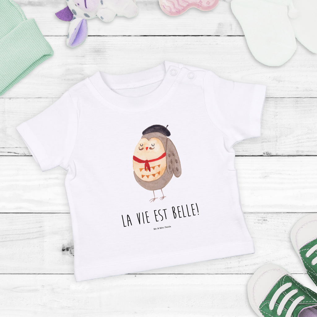 Organic Baby Shirt Eule Französisch Baby T-Shirt, Jungen Baby T-Shirt, Mädchen Baby T-Shirt, Shirt, Eule, Eulen, Eule Deko, Owl, hibou, La vie est belle, das Leben ist schön, Spruch schön, Spruch Französisch, Frankreich