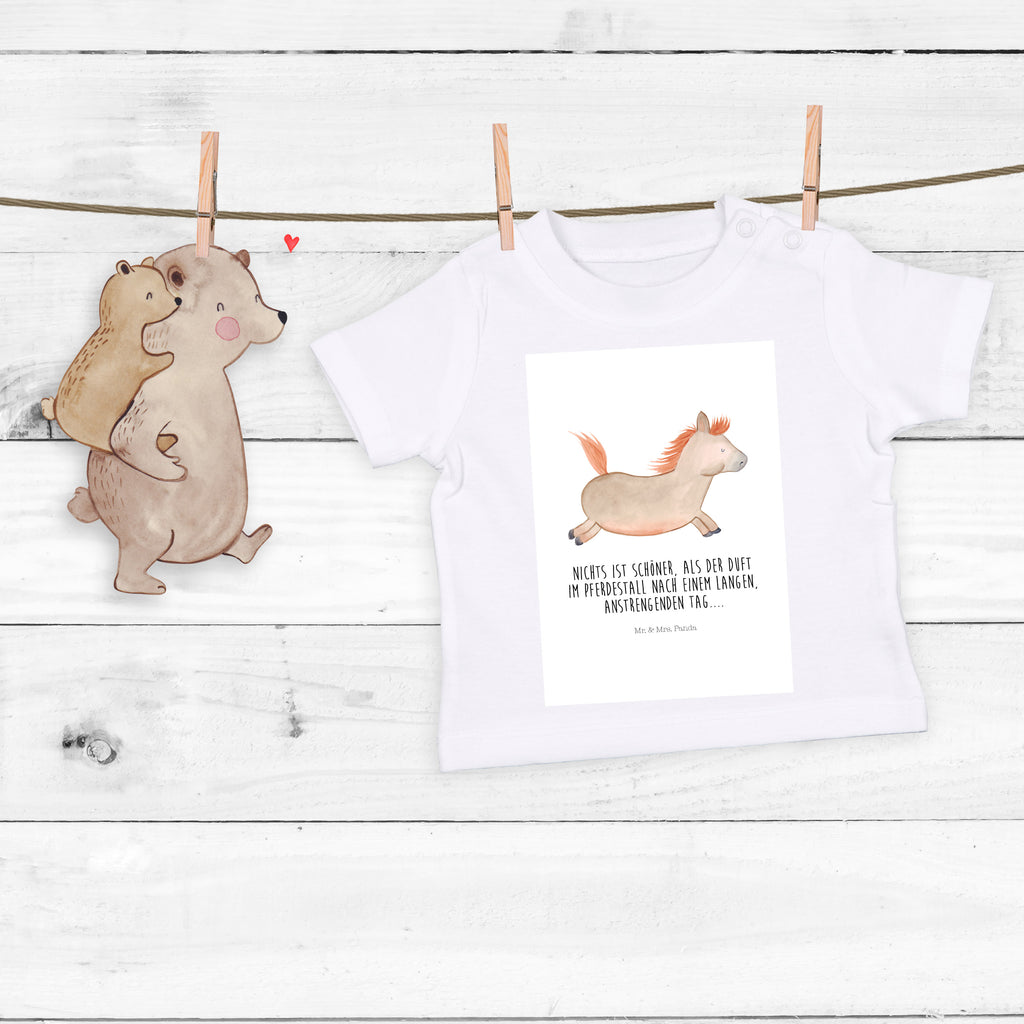 Organic Baby Shirt Pferd springt Baby T-Shirt, Jungen Baby T-Shirt, Mädchen Baby T-Shirt, Shirt, Bauernhof, Hoftiere, Landwirt, Landwirtin, Pferd, Pony, Pferde, Stall, Pferdestall, ausreiten, reiten, Pferdebesitzer