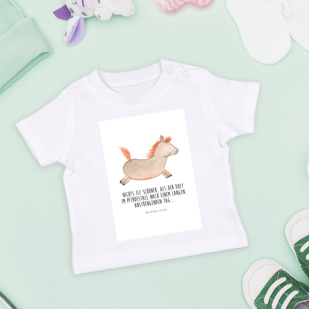 Organic Baby Shirt Pferd springt Baby T-Shirt, Jungen Baby T-Shirt, Mädchen Baby T-Shirt, Shirt, Bauernhof, Hoftiere, Landwirt, Landwirtin, Pferd, Pony, Pferde, Stall, Pferdestall, ausreiten, reiten, Pferdebesitzer