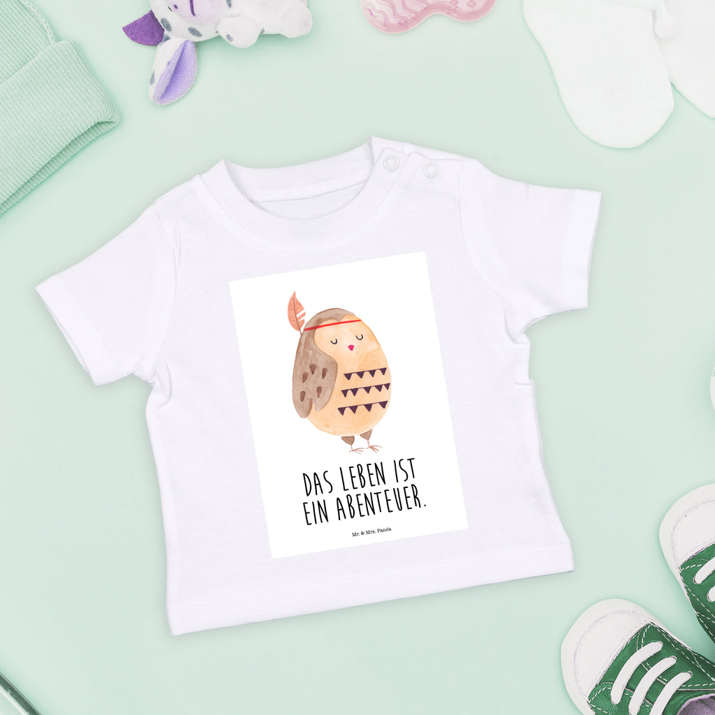 Organic Baby Shirt Eule Federschmuck Baby T-Shirt, Jungen Baby T-Shirt, Mädchen Baby T-Shirt, Shirt, Eule, Eule Deko, Owl, Das Leben ist ein Abenteuer, Reisespruch, Federschmuck, Dekoration